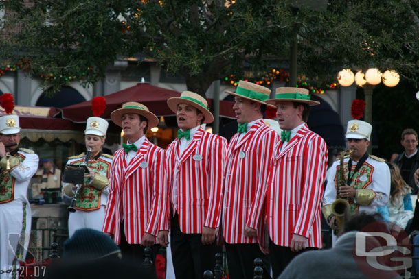 The Dapper Dans in the holiday gear for the Flag Retreat