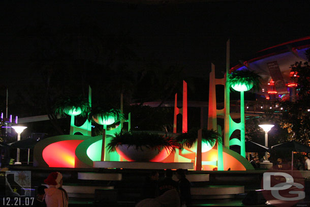 The Tomorrowland Terrace had holiday colors for its spot lights