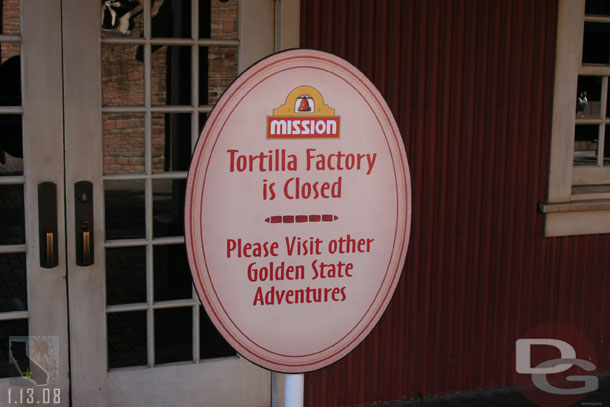 The Tortilla factory was closed