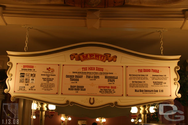 These menus in the Golden Horseshoe are new since my last visit, or noticing of them.