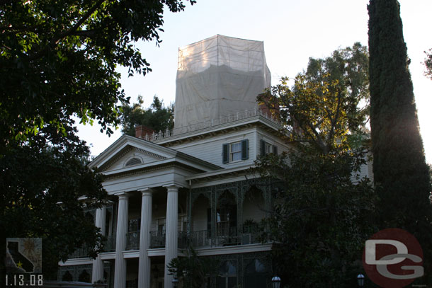 The Haunted Mansion is being transformed back to normal, also looks like some rehab work too.