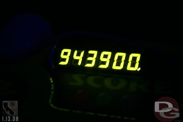 My Buzz score (which is inflated since the attraction stopped a couple of times, but still I was happy with it, I was ranked #30 for the day so far)