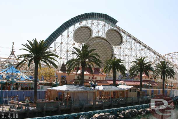 A look across the cove at the Toy Story Mania work