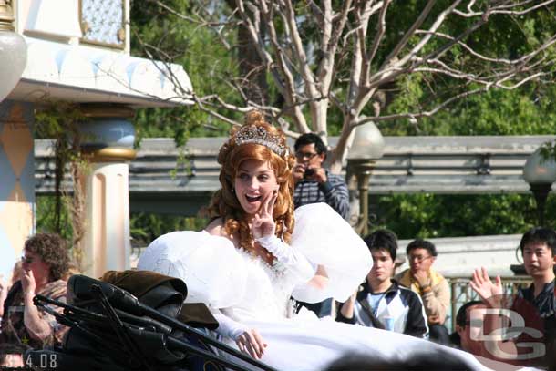 Is the princess a trojan fan?  FIGHT ON!  (I think this was really a peace sign to a group of Japanese tourists, but I am sticking with the USC Fan)