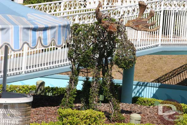 I find it surprising they are letting the topiaries die (seems they could have removed them or watered them)