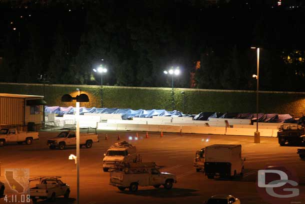 Out in CM parking lot something is covered up (I read somewhere these are the old Small World boats but no way to tell from this vantage point)