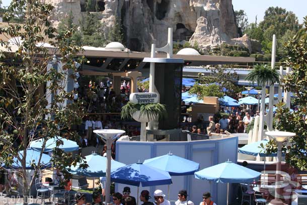 A couple walls are still up around the the one set of speakers at the Tomorrowland Terrace