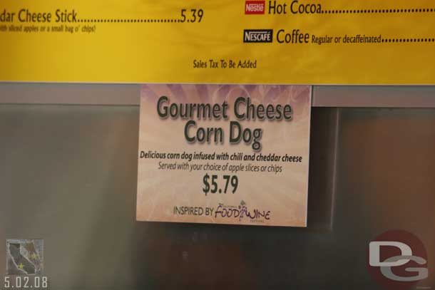 For the Festival many of the dining locations around the park added menu items, here is what the Corn Dog Castle added