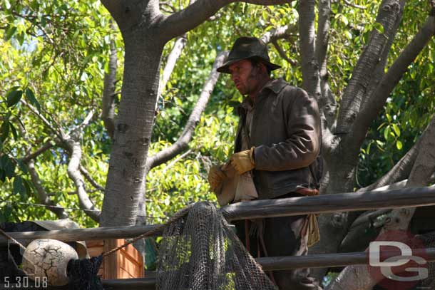 Indy appears above the Jungle Cruise (I would say approx 5 minutes after the show ended)