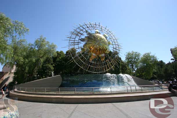 The new railing is installed and the fountain is running again