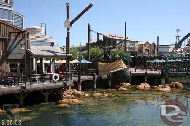 Work on the wharf photo op area