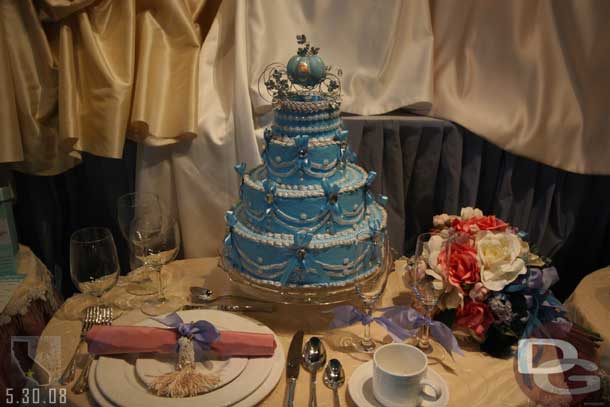 The sample wedding cake in the display window as you head to Downtown Disney