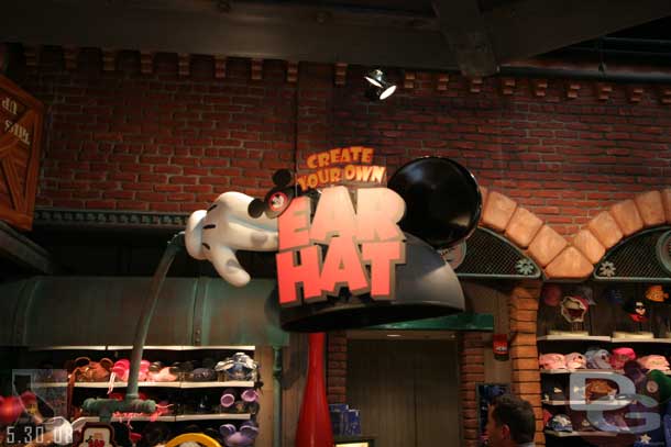 Where you can now build your own hat (just like the shop at WDW that opened a few months ago)