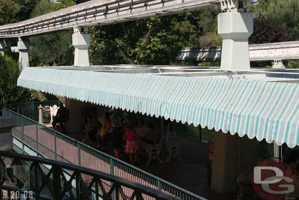 A smoking area has been set up at the end of the dock.