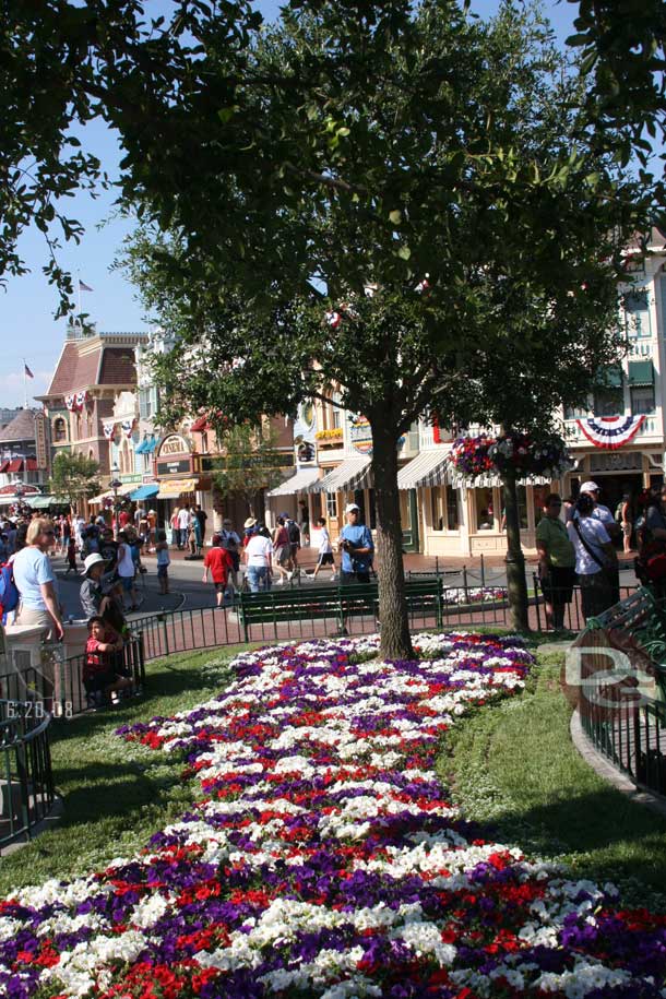 Main Street is all red, white, and blue for the summer.