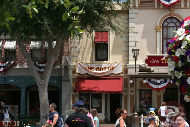 A banner up for the art of Disney, the temp store is the same though