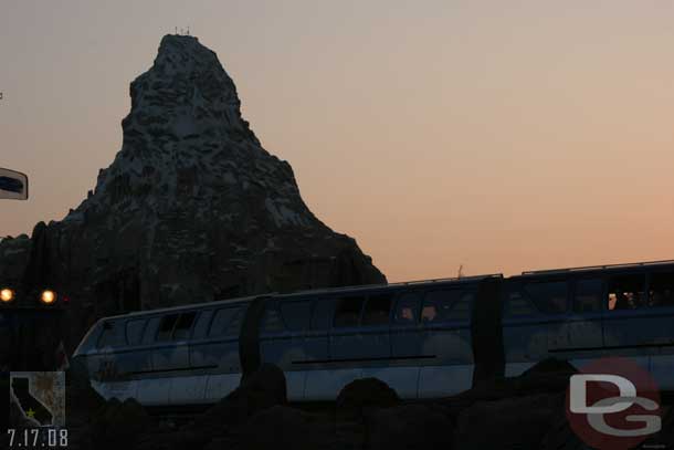 Monorail Purple riding off into the sunset