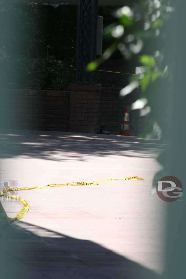 Looking through a crack at the new concrete by the Haunted Mansion