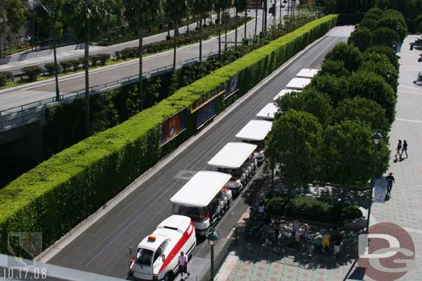 The trams were back to operating the way they used to using the first loading area on the left to load for the parks