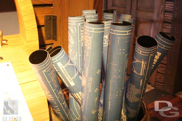 Some of the props around the room, blueprints in a barrel