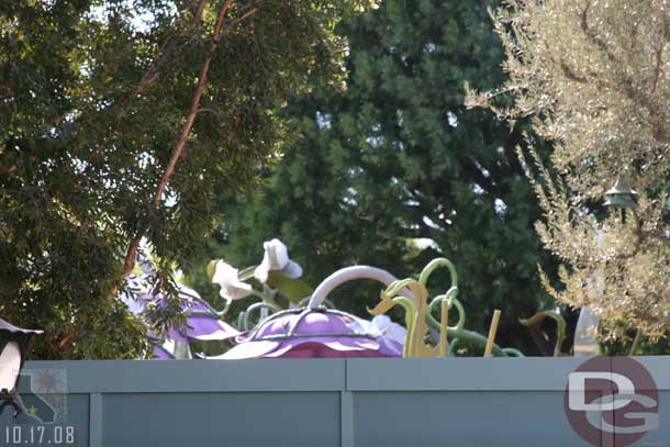 Pixie Hollow appears to be taking shape behind the walls, here you can see some items sticking above the wall.