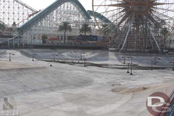 Now some shots of the completely drained bay.  Its been drained for work on the World of Color installation and other Pier projects.