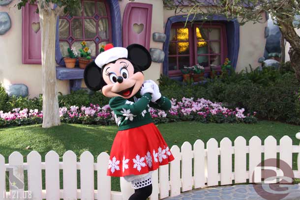 Minnie out by her house.