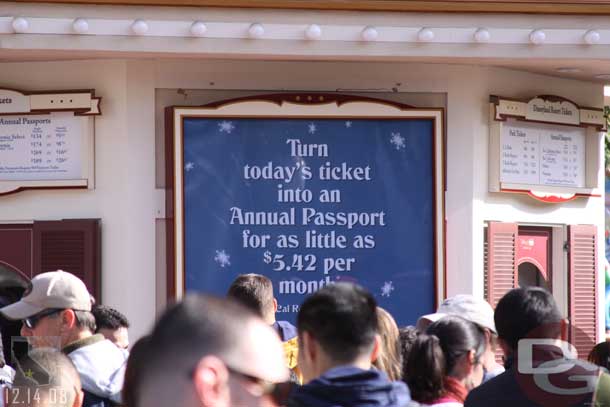 New signs promoting the option to spread out payments on your annual pass.