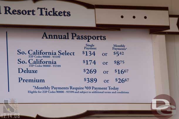 The AP pricing structure (for more information check out the <a href='http://www.disneygeek.com/news/releases/2008/2008_12_15_ap.html' target='blank'>press release</a>)