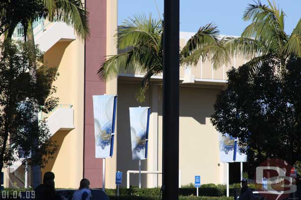 Downtown Disney still has holiday banners up, not the new Celebration promotion...