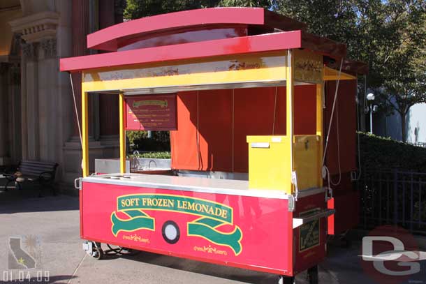 The frozen lemonade stand is back, but was closed this morning.