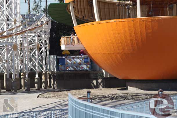 The concrete around the base of the Orange Stinger has been removed too