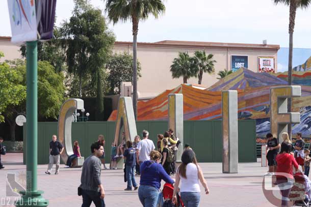 Some walls up on the far side of the California sign.  Wonder if this is the start of work on the new entrance or just a minor rehab/patch job?