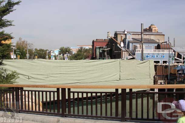 Looking back to the wharf.  Notice the railing has been stripped down in the foreground.