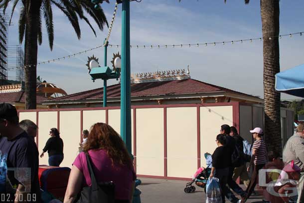 One of the covered extended queue areas is behind walls.  Wonder if they are putting in an ODV cart or something?