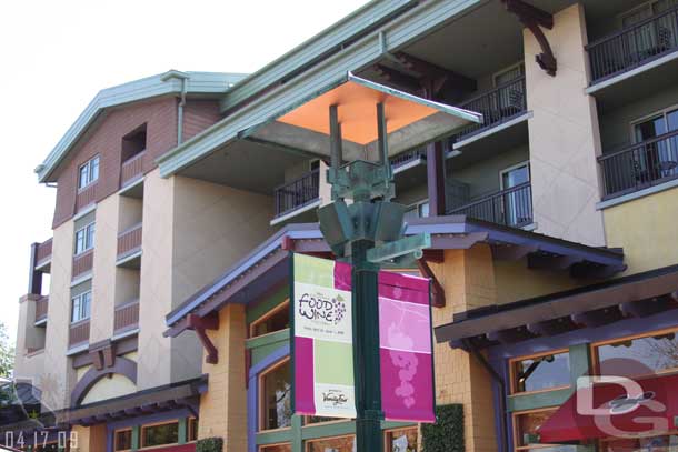 Food and Wine Festival signs are up along Downtown Disney