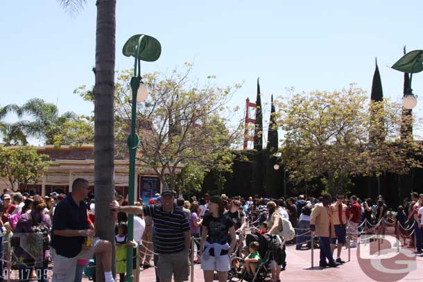 Quite a few people at the ticket booths