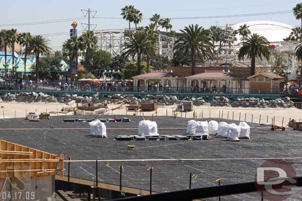 Not much visible change on the platform in the center of the Bay