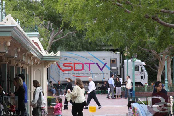 A satellite truck was nearby to allow for broadcasts