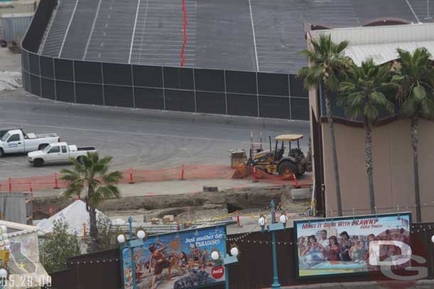 Some work backstage near one of the parade warehouses