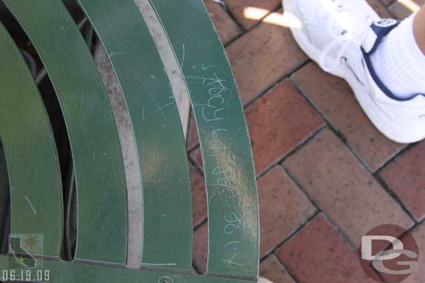 Hmm.. someone wrote on a bench in Town Square, the date was several days ago.