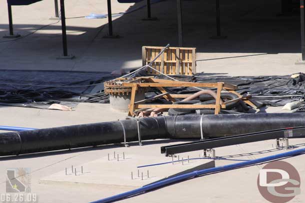 The blue pipes are new, last week they were just stacked up 