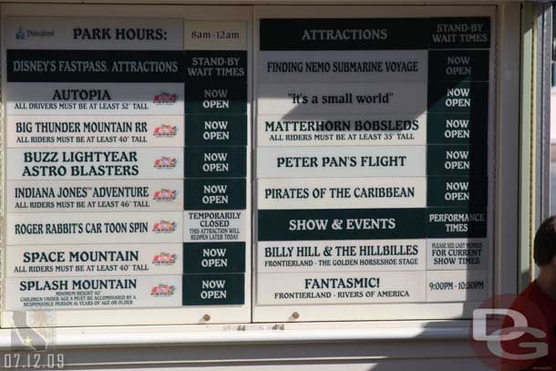 Speaking of which, this is a great wait time board..  taken around 8:55am