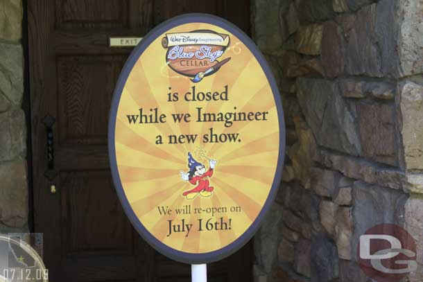 Next stop DCA.  The Blue Sky Cellar is closed for a week to recieve a new set of displays. 