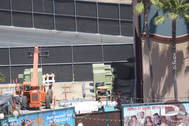 A closer look at the work near the parade building.