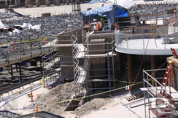 Work continues on the stonework of the vewing area