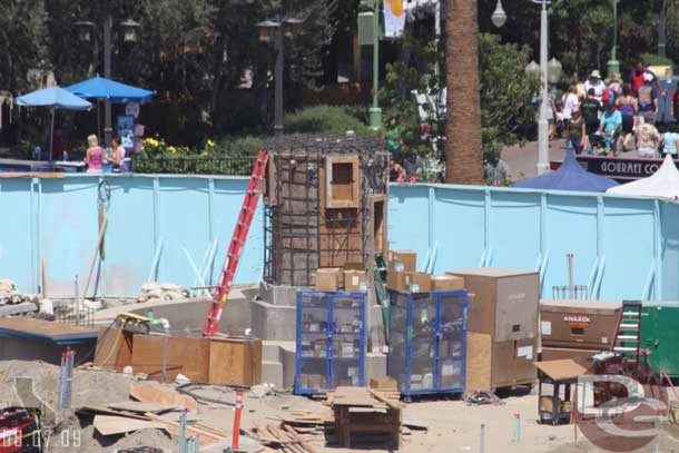 A better shot of the new fountain taking shape in the area where the Christmas tree used to go.