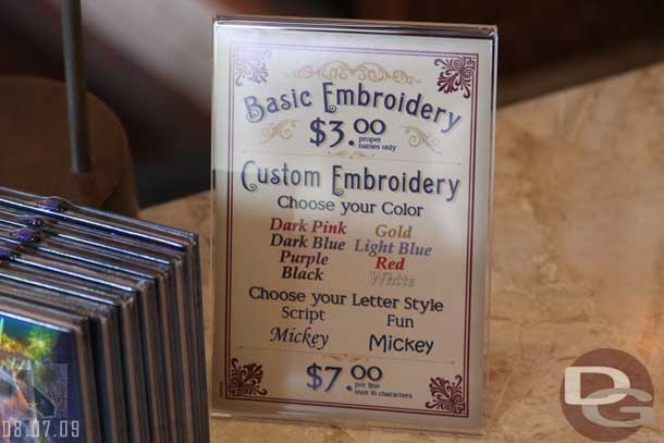 There is a new pricing scheme for your embroidery.