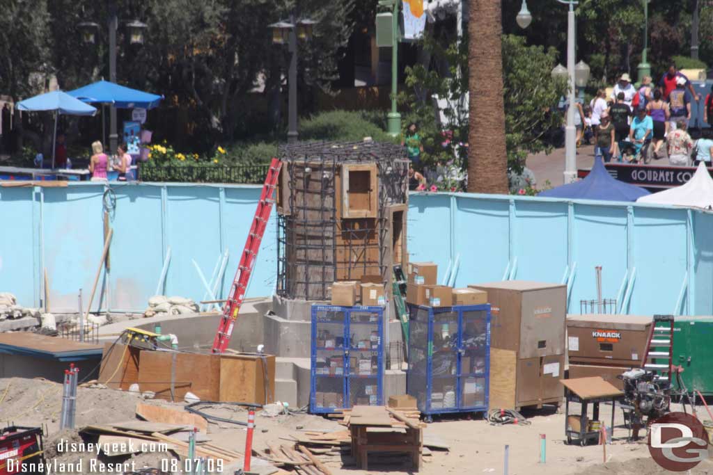 A better shot of the new fountain taking shape in the area where the Christmas tree used to go.