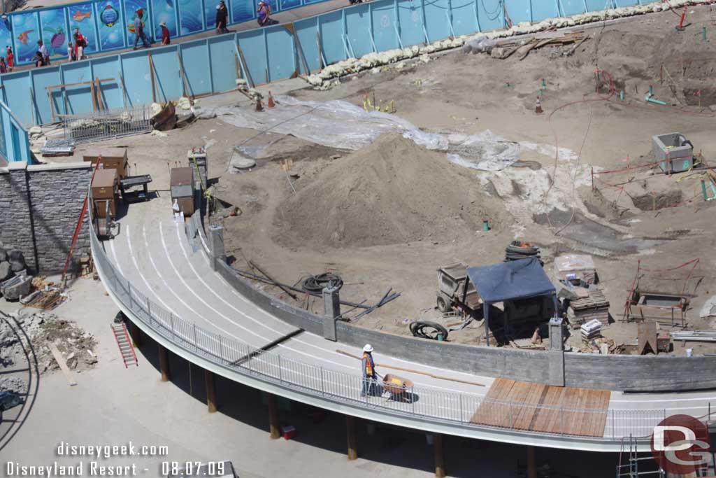 Some planks of the boardwalk are down